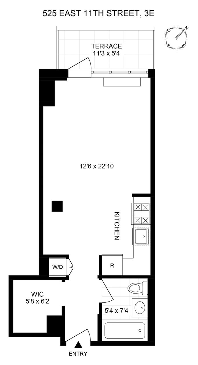 Floorplan for 525 East 11th Street, 3E