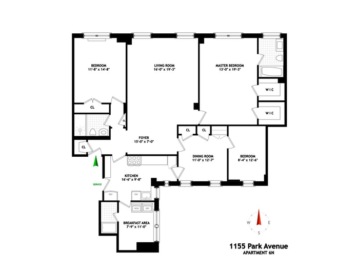 Floorplan for 1155 Park Avenue, 6N