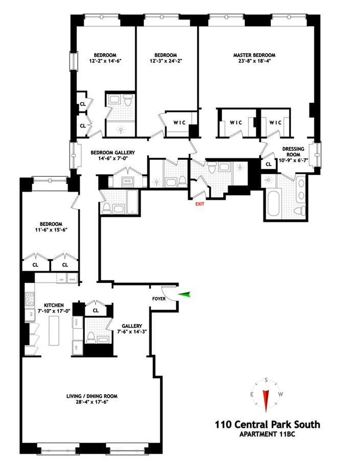 Floorplan for 110 Central Park South, 11BC