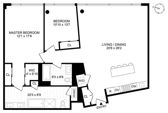 Floorplan for 425 West 53rd Street, 304