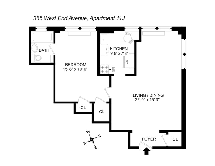 Floorplan for 365 West End Avenue, 11J
