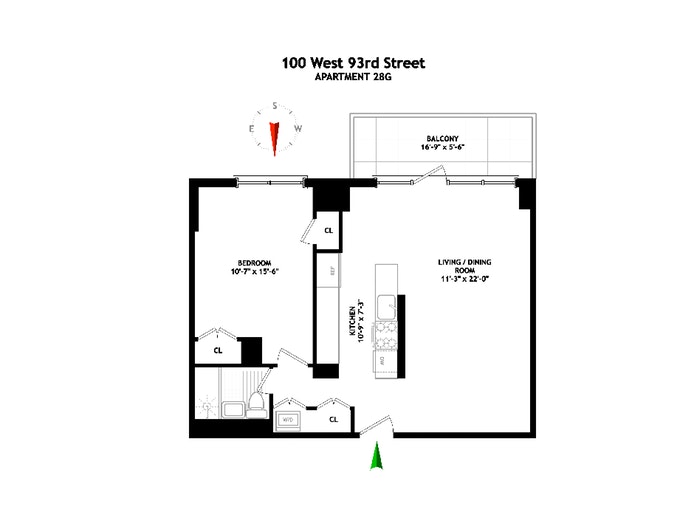 Floorplan for 100 West 93rd Street, 28G