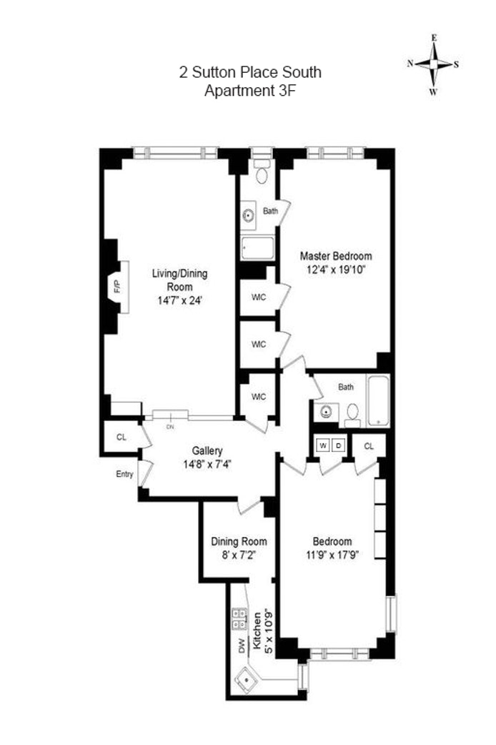 Floorplan for 2 Sutton Place South, 3F