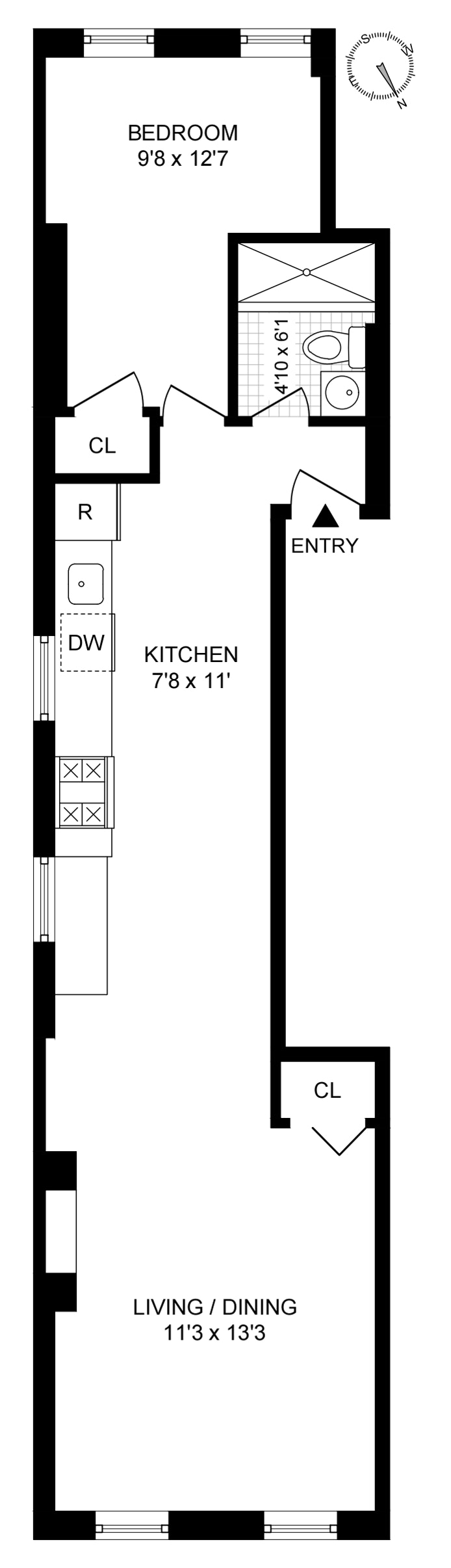 Floorplan for 334 East 5th Street, 2E