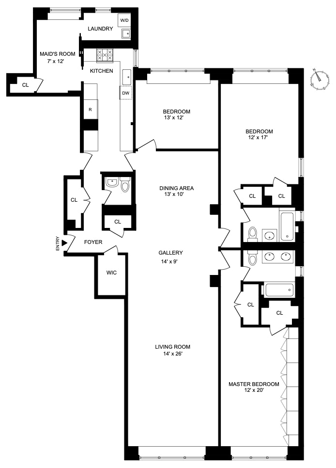 Floorplan for 3 Bedroom Across From Central Park