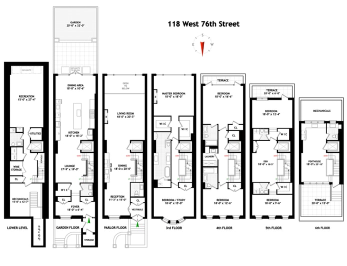 Floorplan for 118 West 76th Street, Townhouse