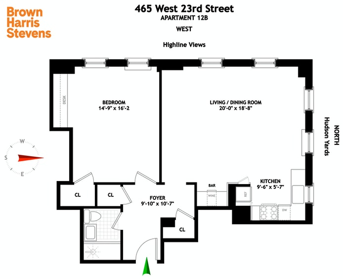 Floorplan for 465 West 23rd Street, 12B