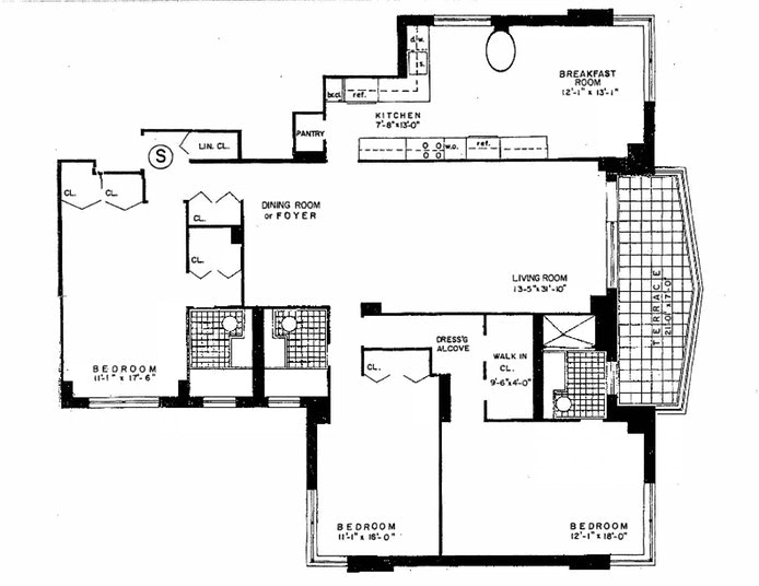 Floorplan for 3333 Henry Hudson Pkwy W, 2S