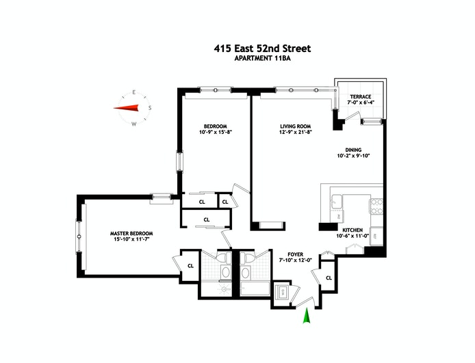 Floorplan for 415 East 52nd Street, 11BA