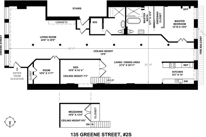 Floorplan for 135 Greene Street, 2S