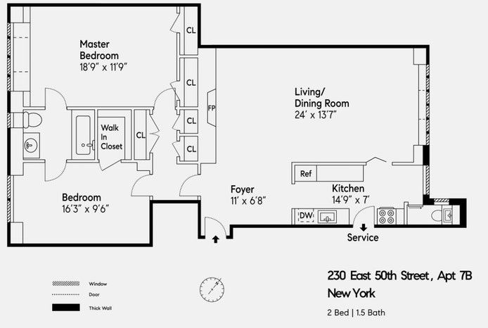 Floorplan for 230 East 50th Street, 7B