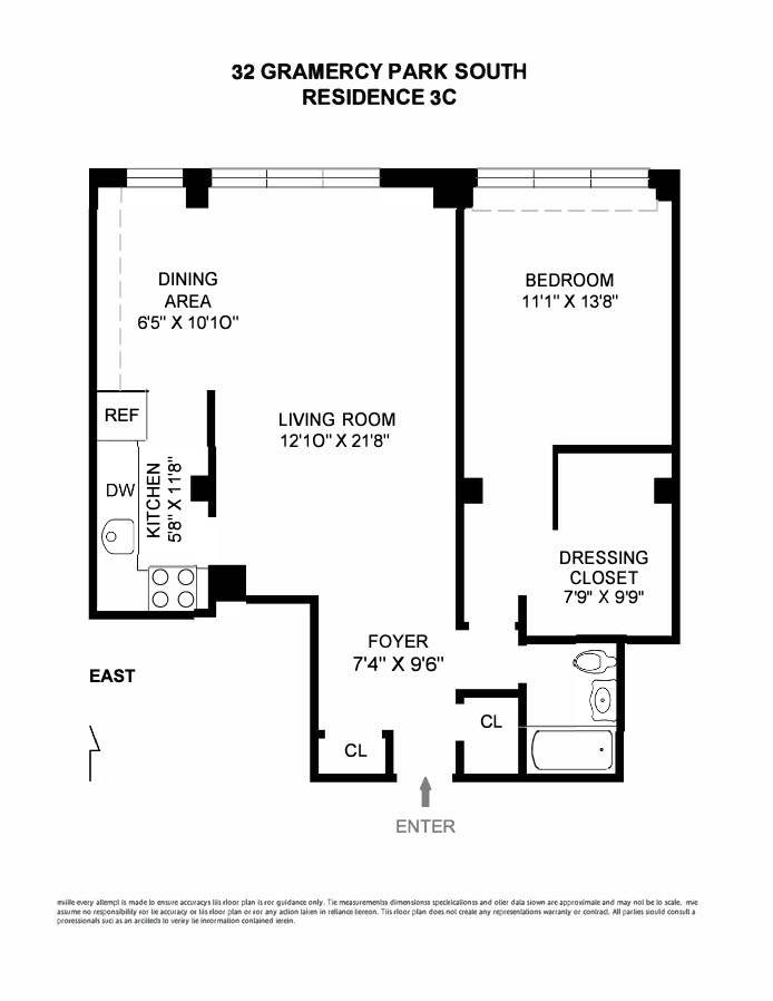 Floorplan for 32 Gramercy Park South, 3G