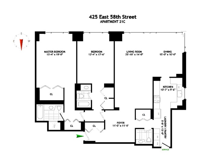 Floorplan for 425 East 58th Street, 21C