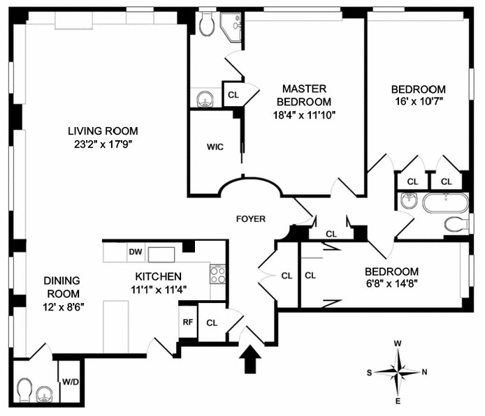 Floorplan for 545 West End Avenue, 16BG
