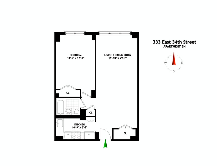Floorplan for 333 East 34th Street, 6N