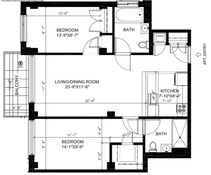 Floorplan for 351 West 54th Street, 4E