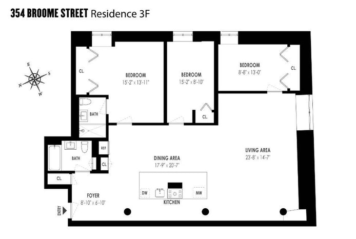 Floorplan for 354 Broome Street, 3F