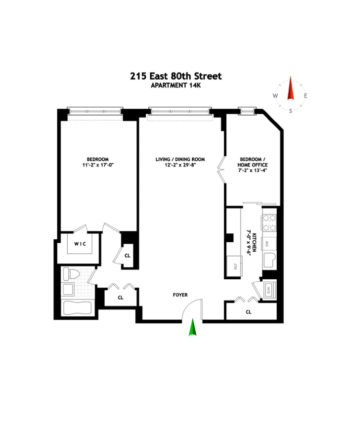 Floorplan for 215 East 80th Street, 14K