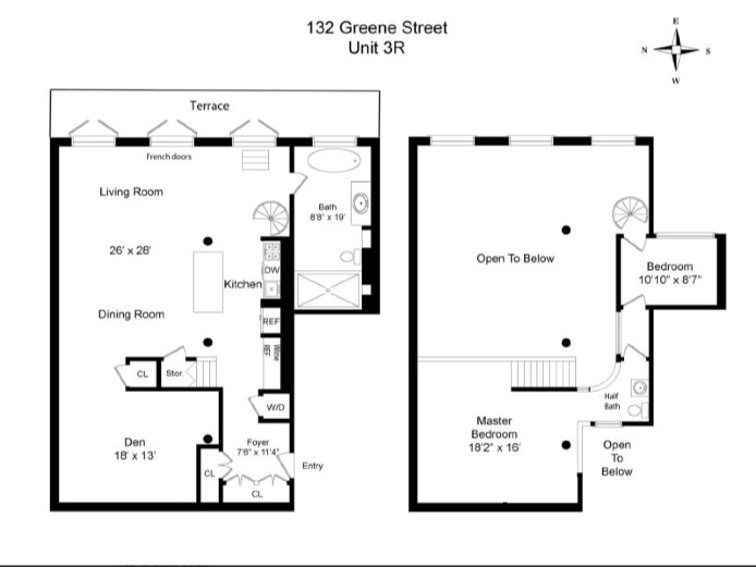 Floorplan for 132 -134 Greene St, 3R