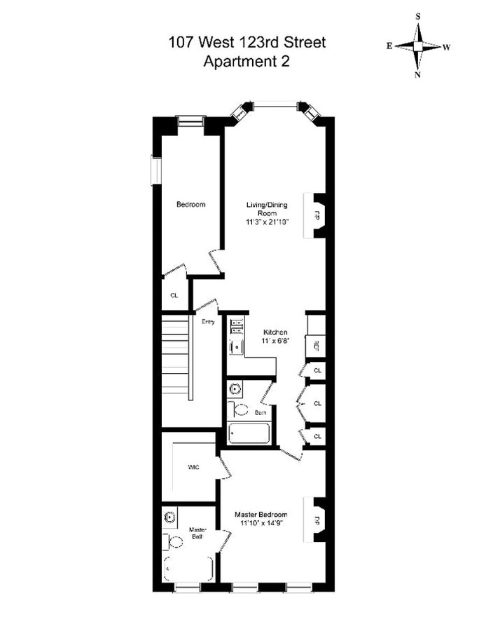 Floorplan for 107 West 123rd Street, 2