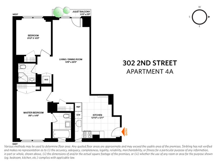 Floorplan for 302 2nd Street, 4A