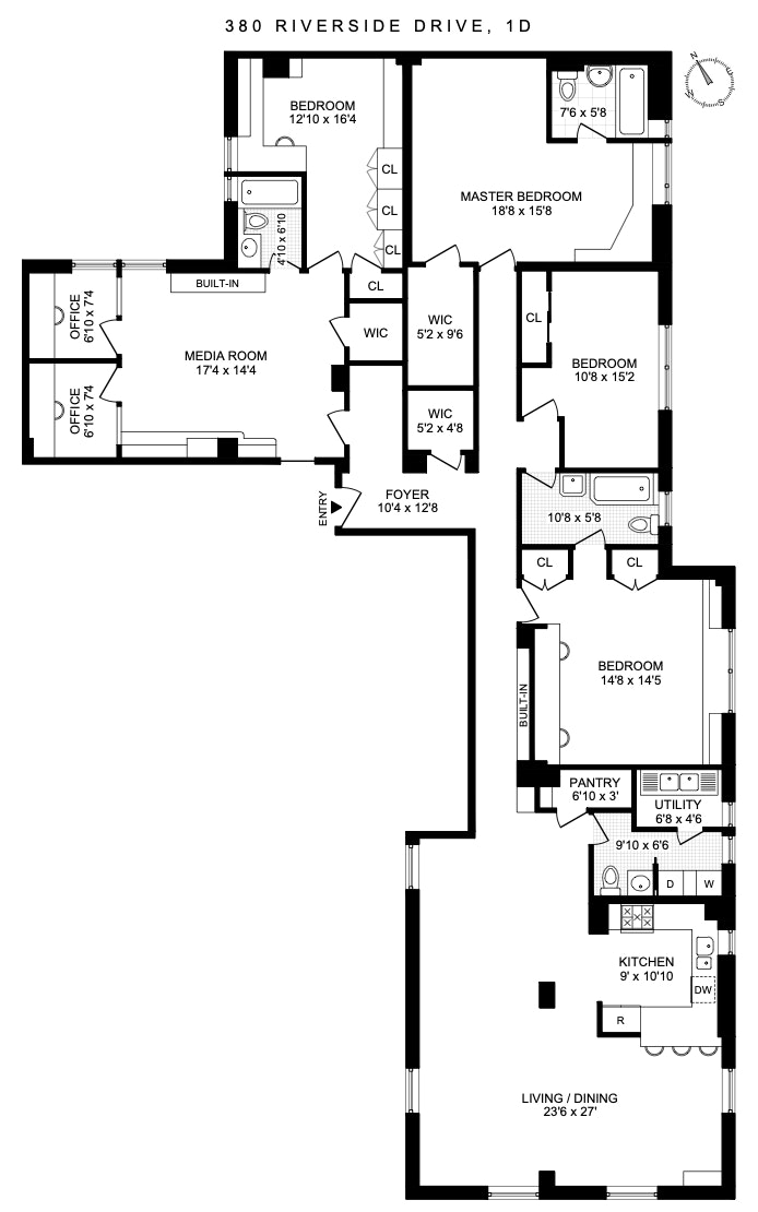 Floorplan for 380 Riverside Drive, 1D