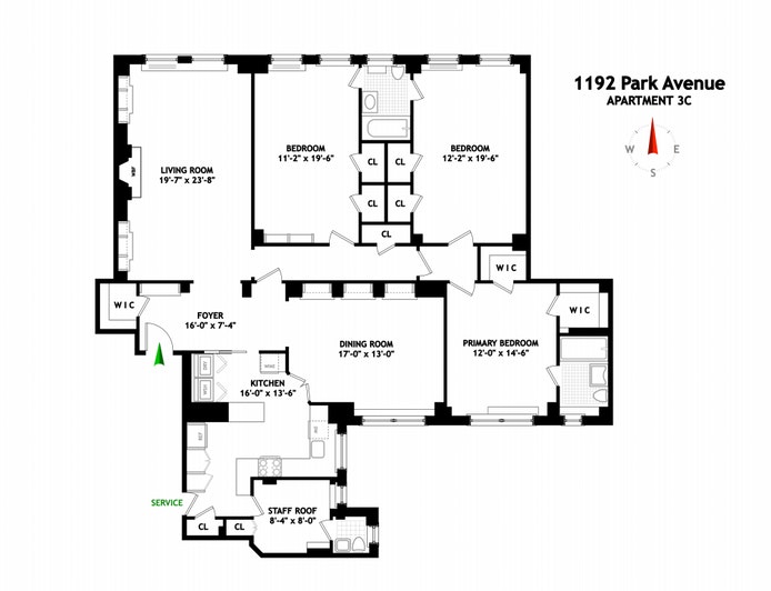 Floorplan for 1192 Park Avenue, 3C