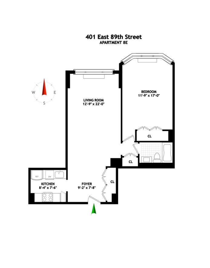 Floorplan for 401 East 89th Street, 8E