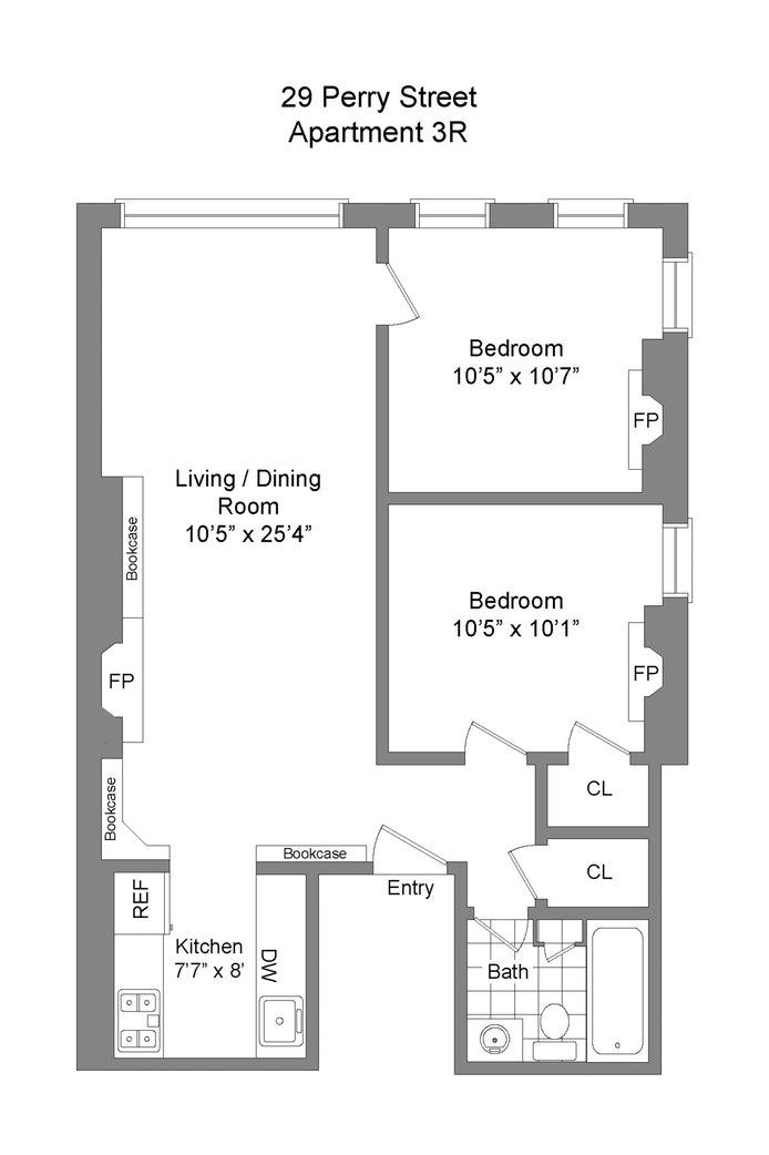 Floorplan for 29 Perry Street, 3R