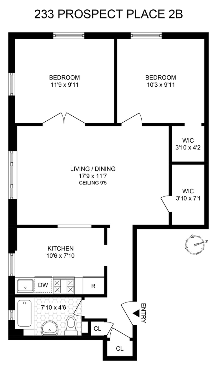 Floorplan for 233 Prospect Place, 2B