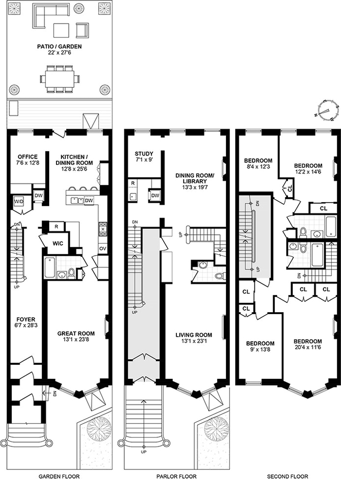 Floorplan for Fabulous Park Slope, TRIPLEX With Garden