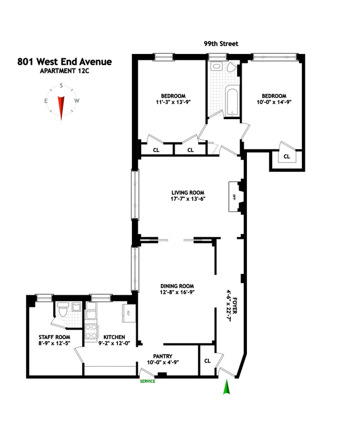 Floorplan for 801 West End Avenue, 12C