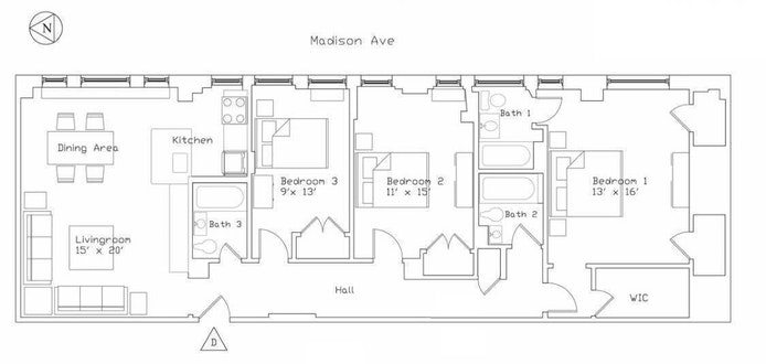 Floorplan for 1100 Madison Avenue, 2D