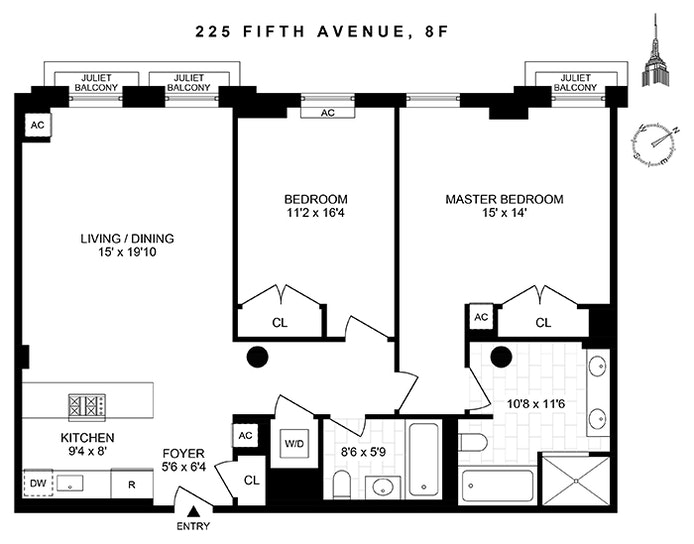 Floorplan for 225 Fifth Avenue, 8F