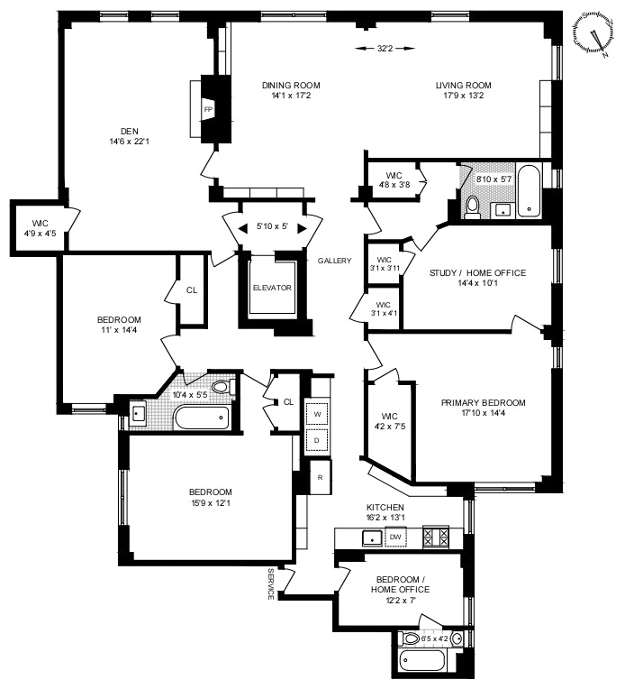 Floorplan for 251 Central Park West, 11DE