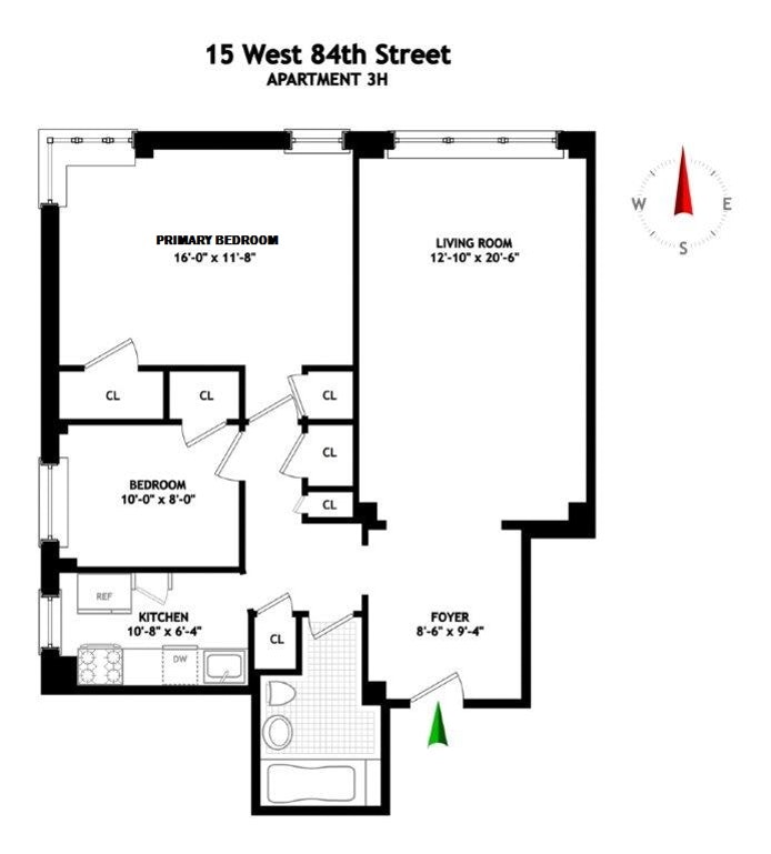 Floorplan for 15 West 84th Street, 3H