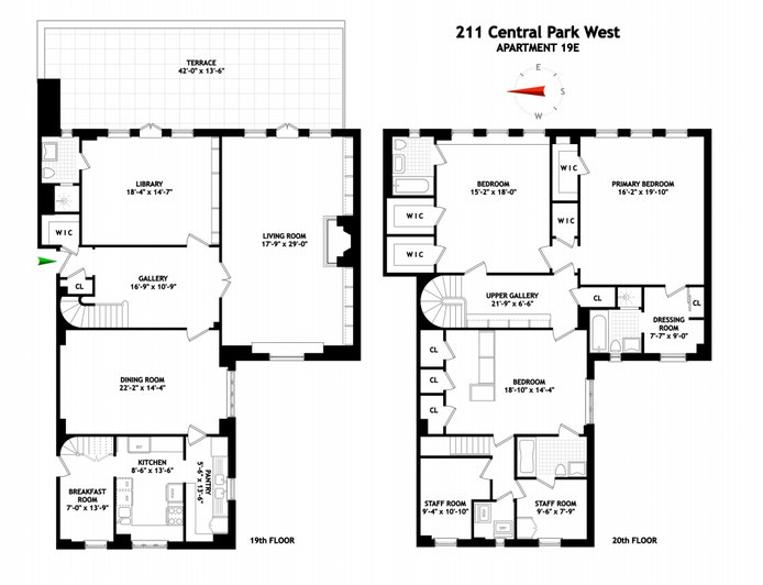 Floorplan for 211 Central Park West, 19E