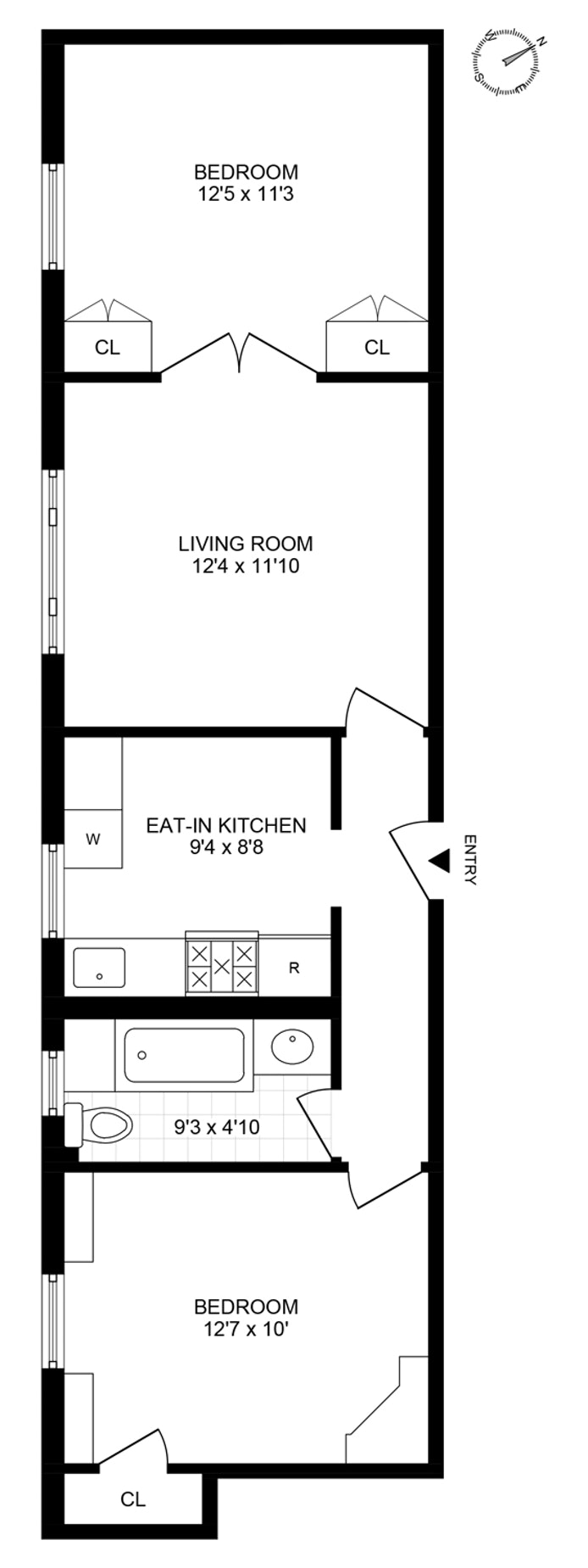 Floorplan for 238 West 106th Street, 6C