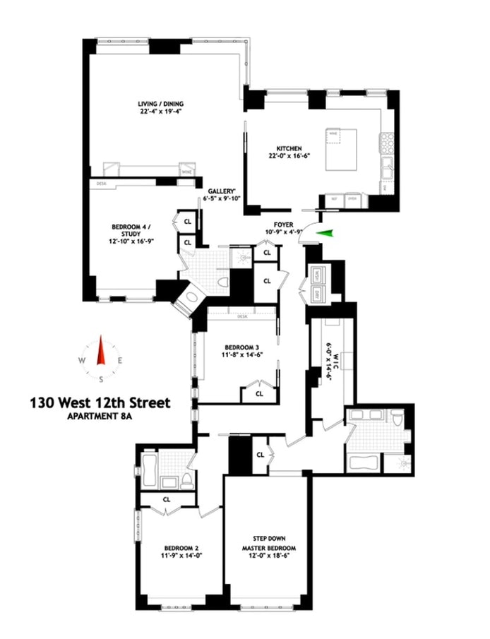Floorplan for 130 West 12th Street, 8A