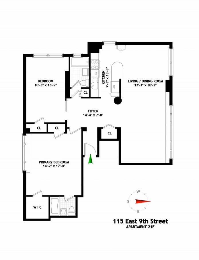 Floorplan for 115 East 9th Street, 21F