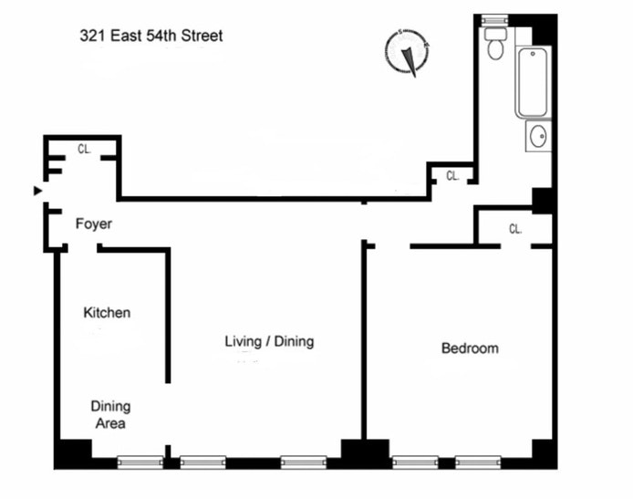Floorplan for 321 East 54th Street, 3B