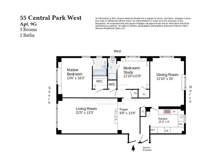 Floorplan for 55 Central Park West, 9G