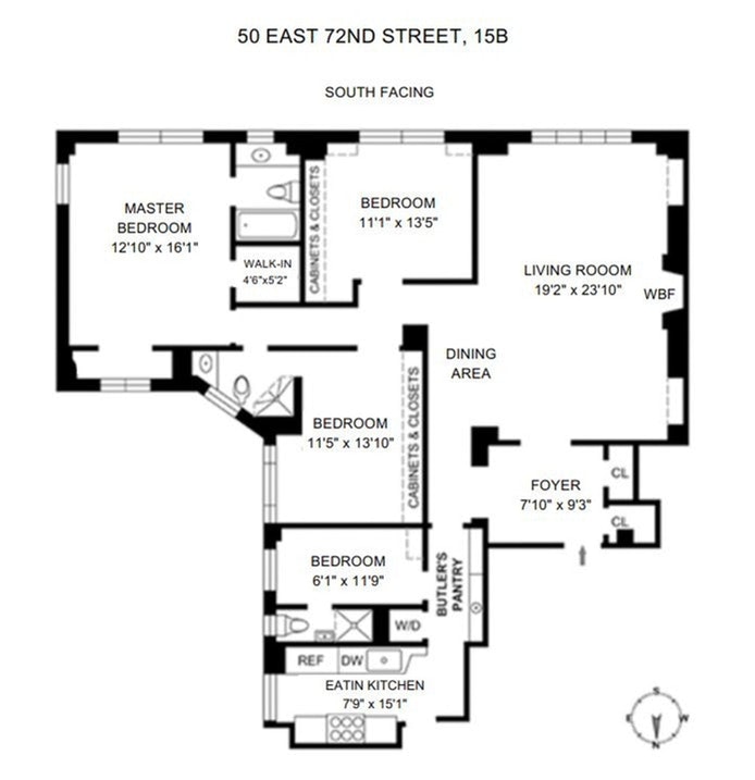 Floorplan for 50 East 72nd Street, 15B