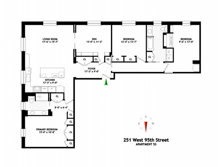 Floorplan for 251 West 95th Street, 5S