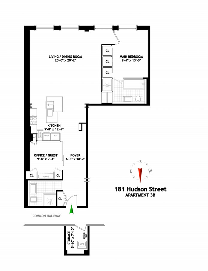 Floorplan for 181 Hudson Street, 3B