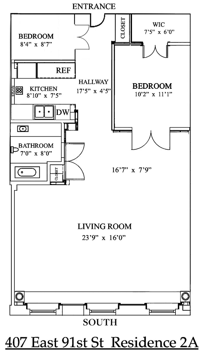 Floorplan for 407 East 91st Street, 2A