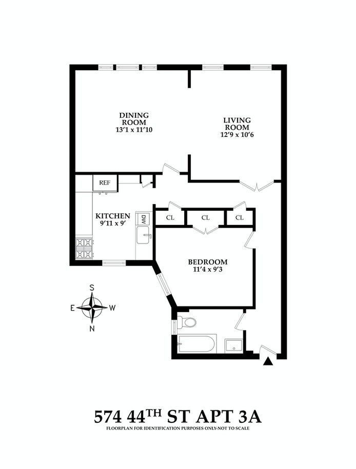 Floorplan for 574 44th Street, 3A