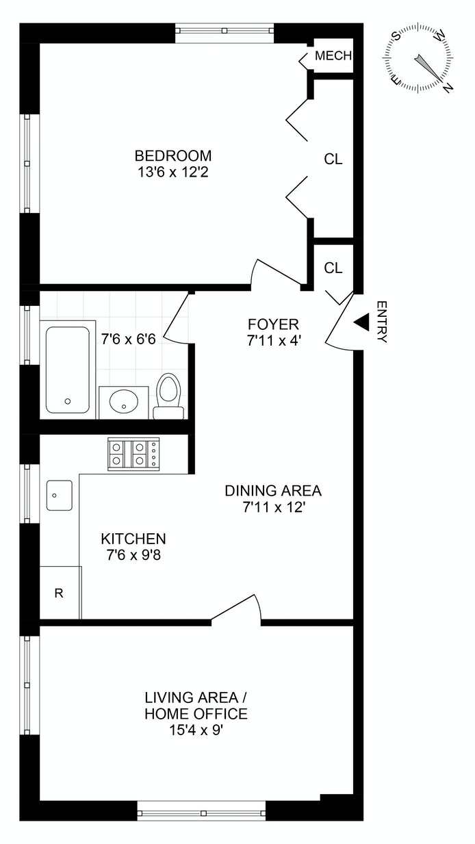 Floorplan for 420 64th Street, 6E