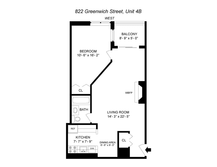 Floorplan for 822 Greenwich Street, 4B