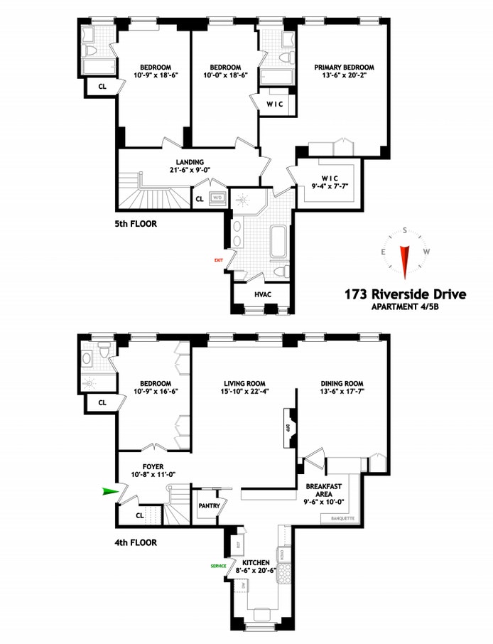 Floorplan for 173 -175 Riverside Dr, 4/5B